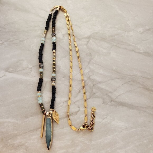 Stella & Dot Jewelry - ✨ Stella and Dot Labradorite Artisan Druzy Beaded Stone Pave Rhinestone Pendant